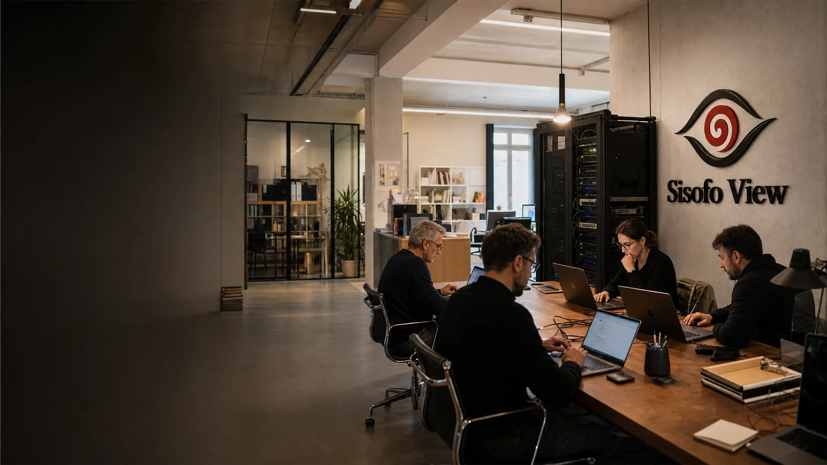 Redazione Sisofo View al lavoro su AITradeCore nello studio di Roma